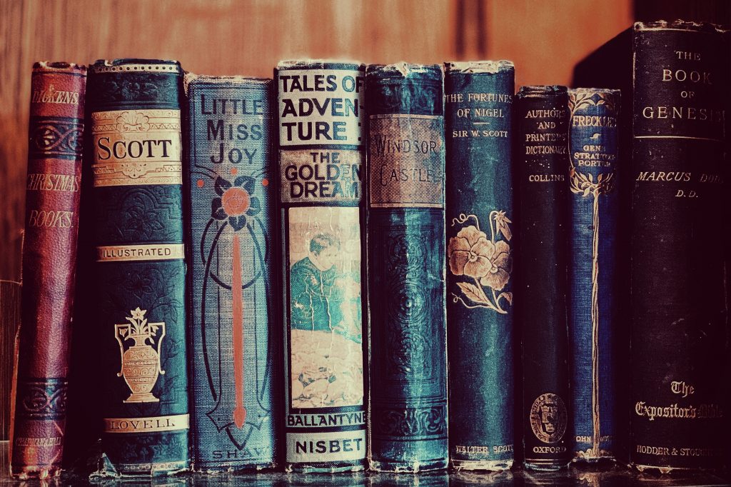 old books in a café